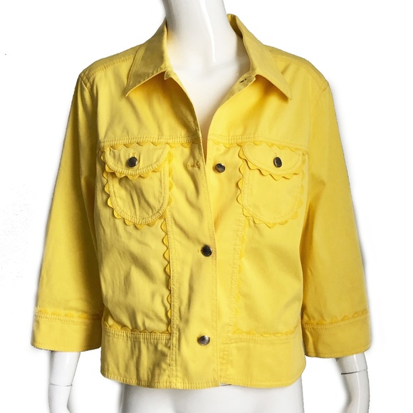 Escada Jacket Bright Yellow Patch Pockets Spring Summer - Picture 1 of 8